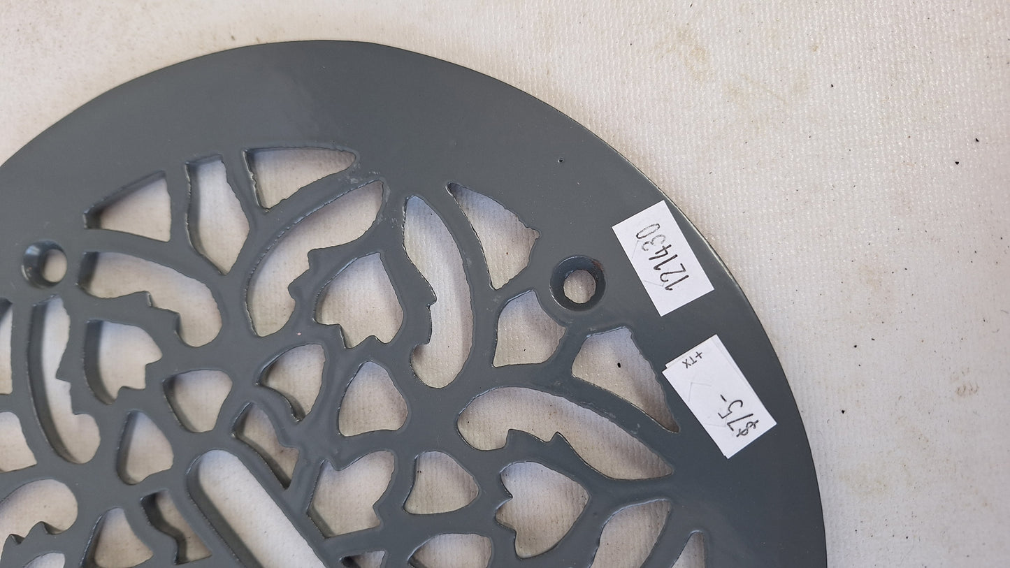 9" Round Antique Vent Cover, Circle Cast Iron Register Grate