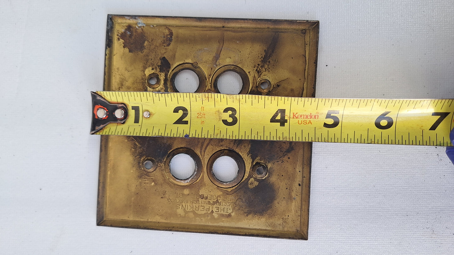 Double Push Button Switch Plate, Brass Light Switchplate