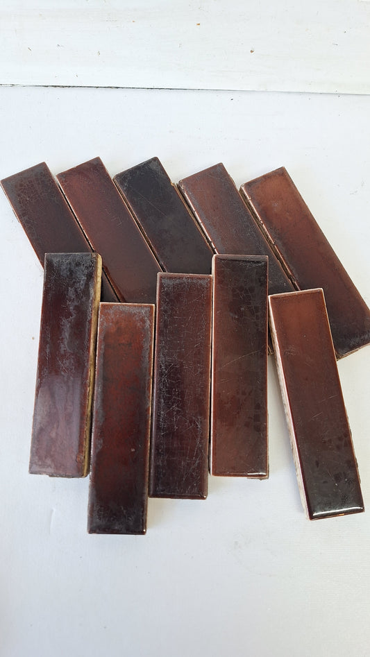 10 Antique Red Fireplace Tiles, Victorian Hearth Border Accent Tiles
