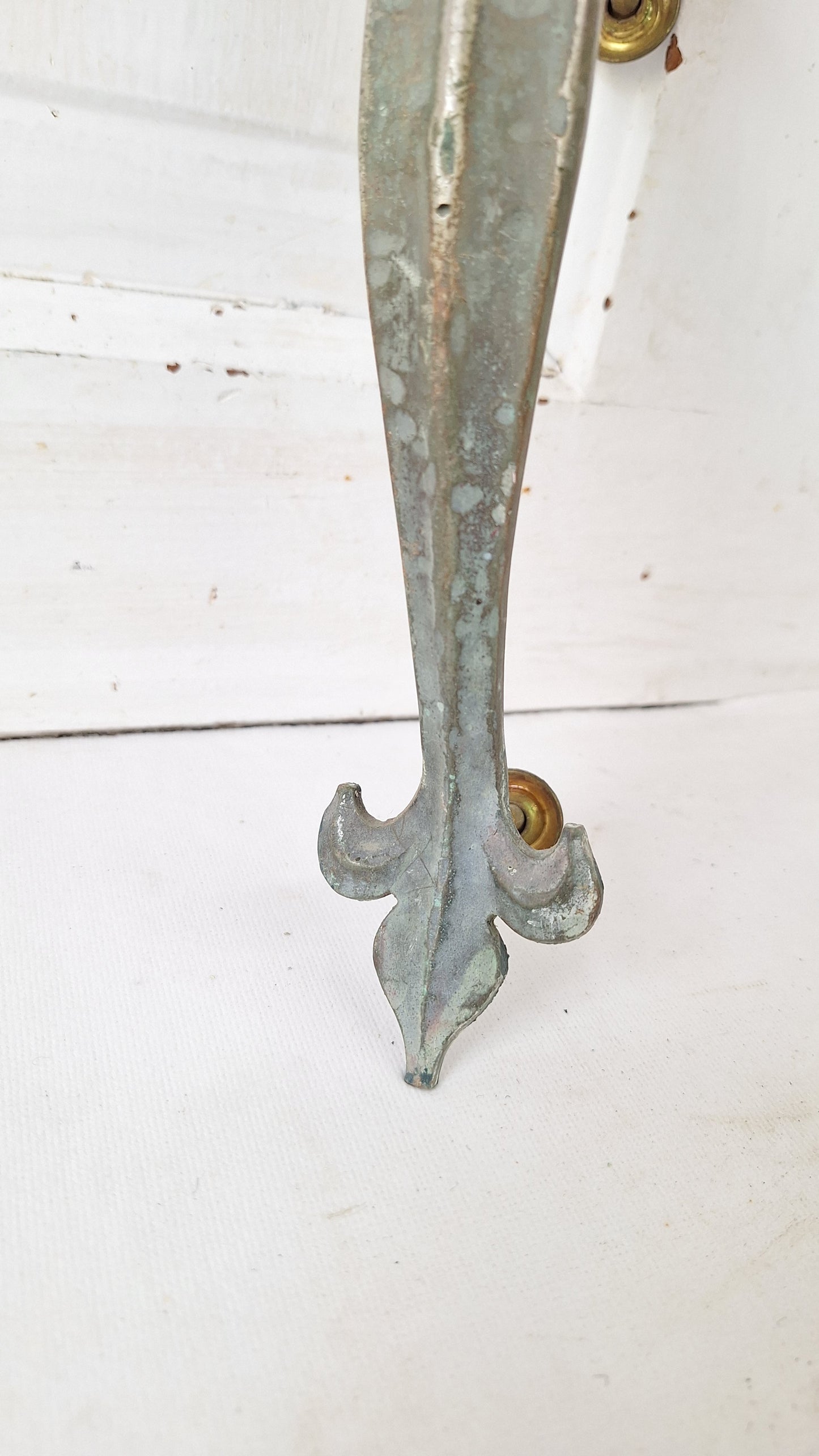 Large Antique Fleur de Lis Door Pull, Silver Finish