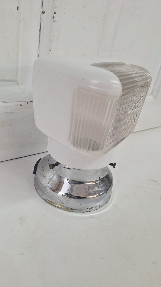 Two Tone Vintage Sconce, Small White and Clear Wall Light