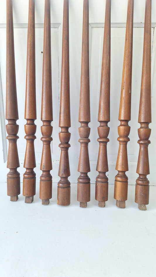 8 Antique Staircase Spindles, Wooden Stair Rail Balusters