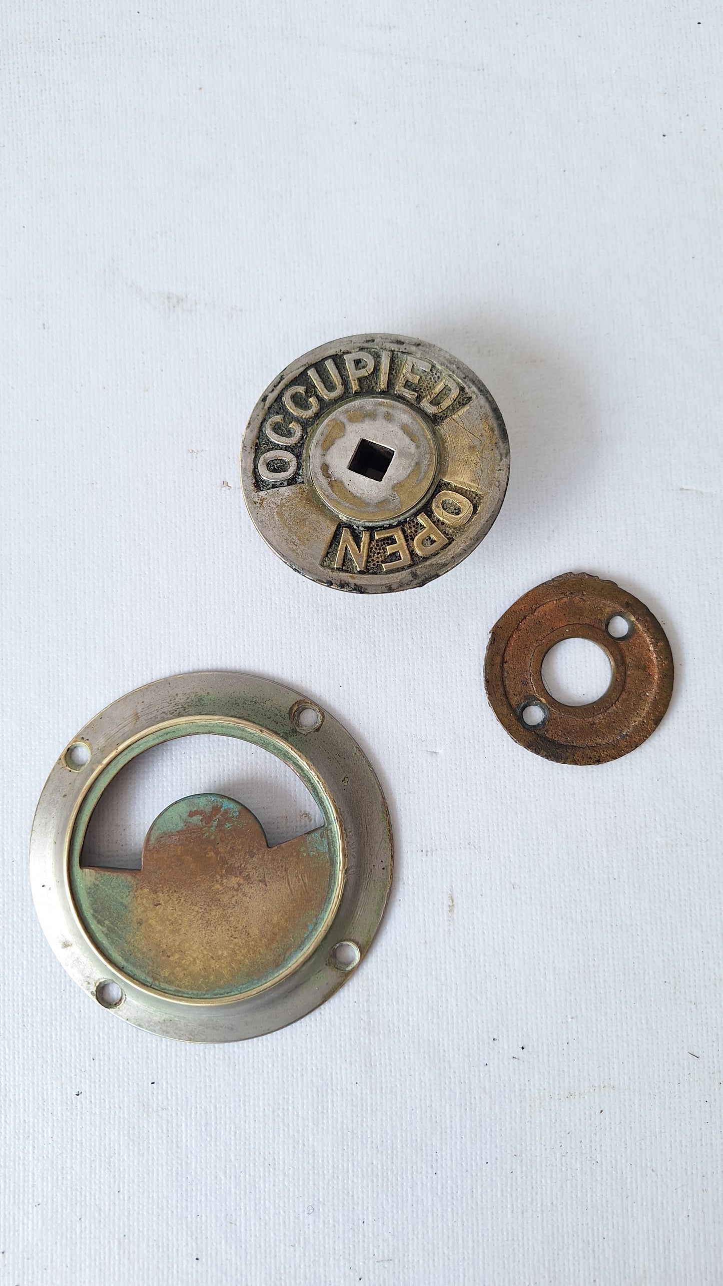 Vintage Occupied Bathroom Door Indicator Lock, Early 1900s Privacy Lock