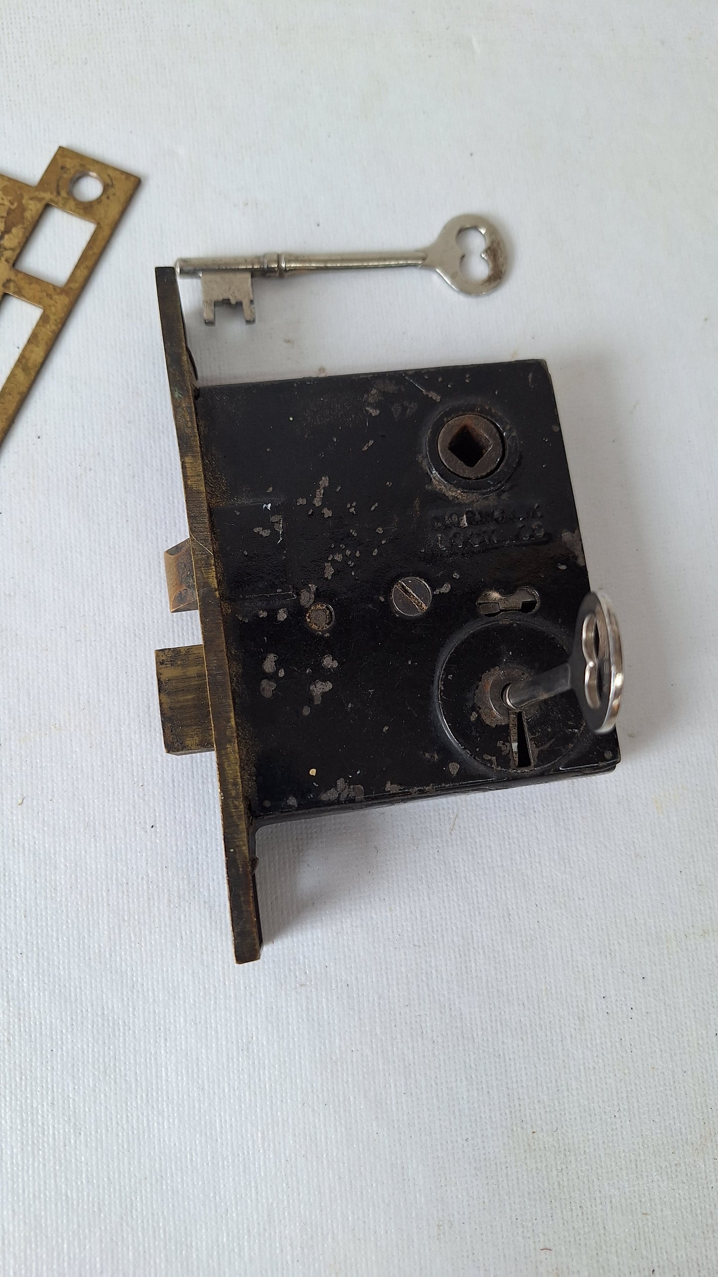 Antique Mortise Lock with Skeleton Keys, Antique Keyed Door Lock Card with Working Keys