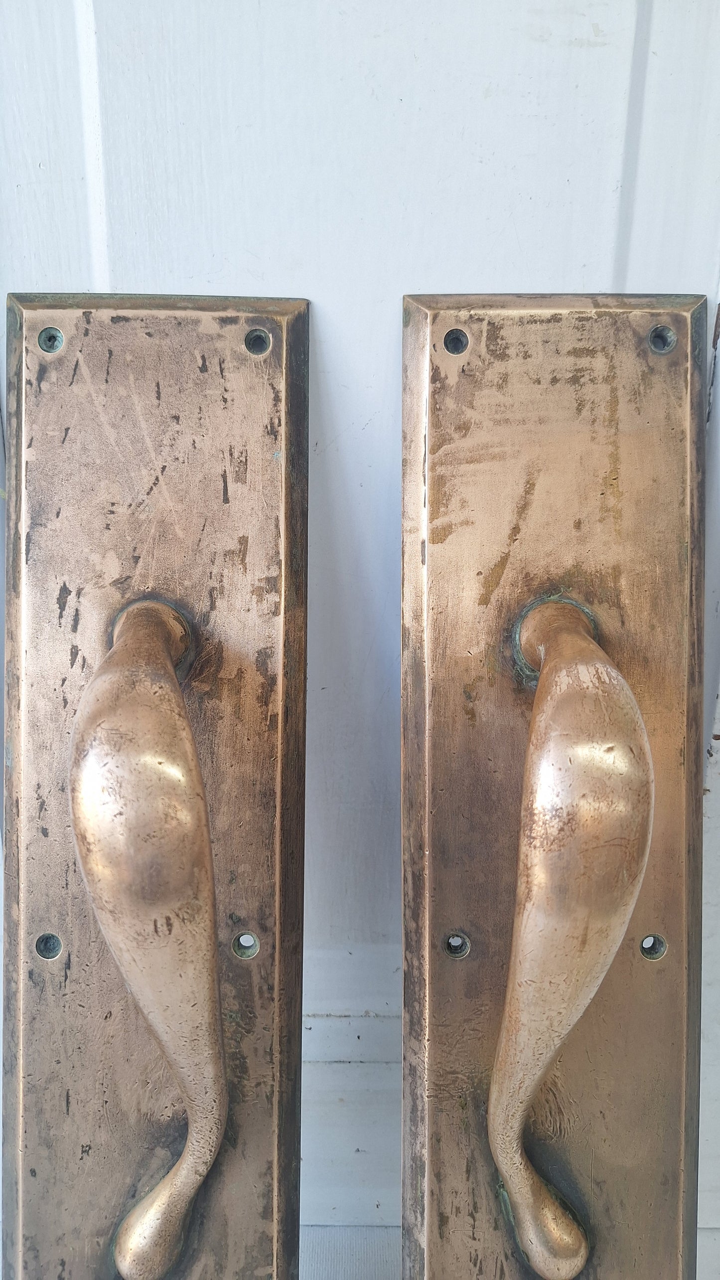 Antique Bronze Double Door Pulls: Pair of Large Handles
