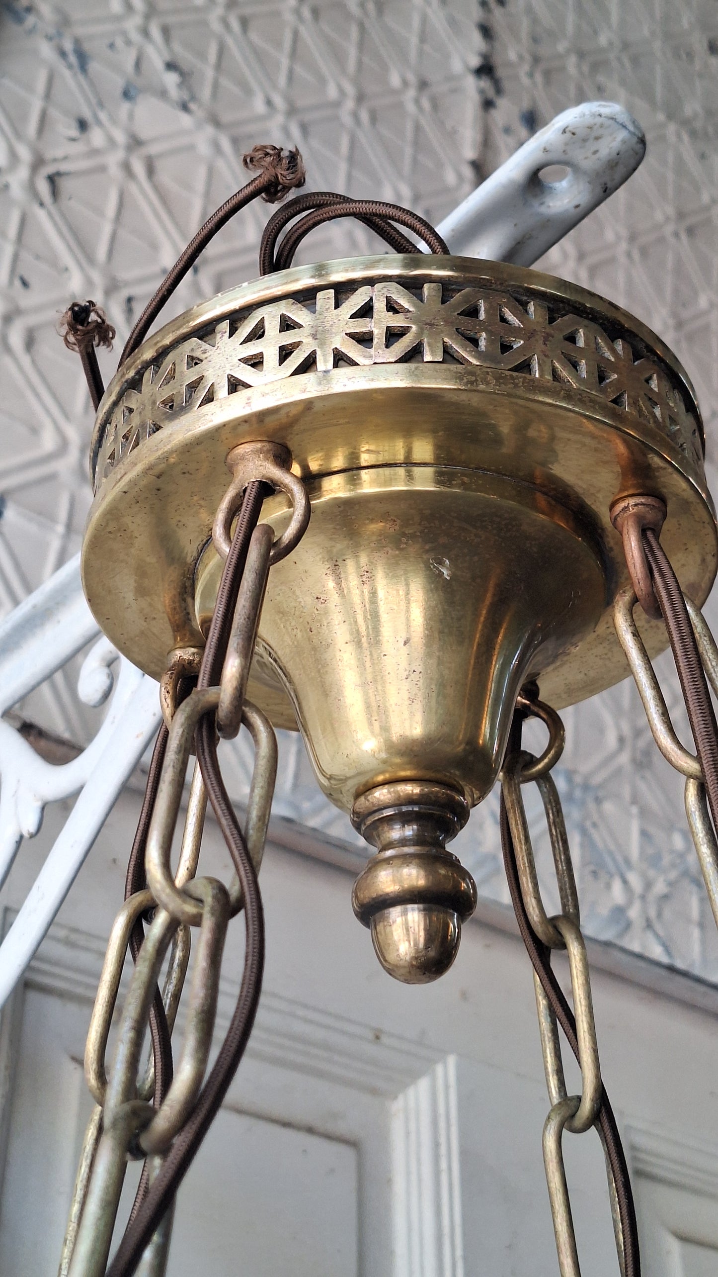 Victorian Molded Glass Bowl Chandelier: Frosted White Hanging Light