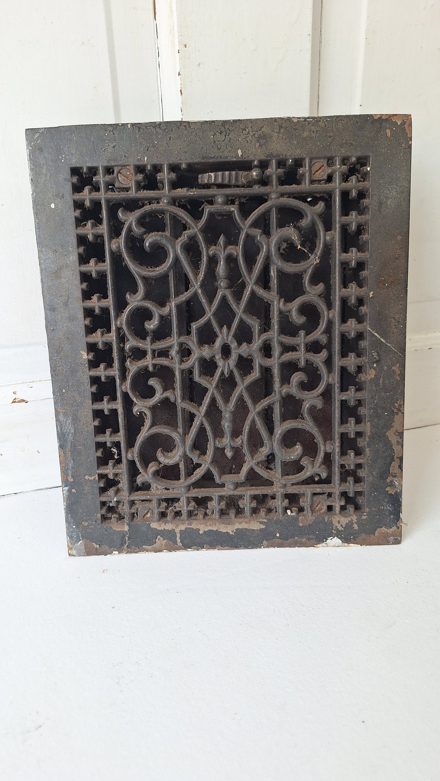 10 x 12 Ornate Cast Iron Vent Grate Cover, Working Vent Cover with Dampers