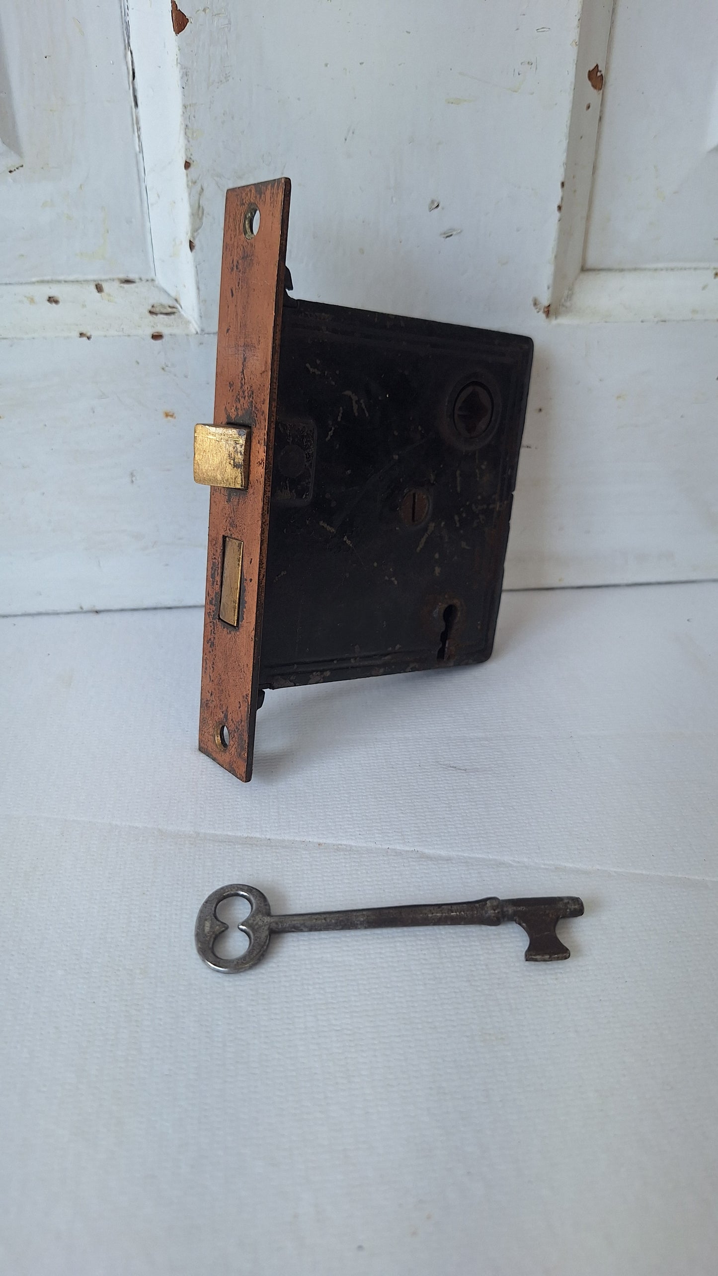 Antique Mortise Lock with Skeleton Key, Antique Keyed Door Lock