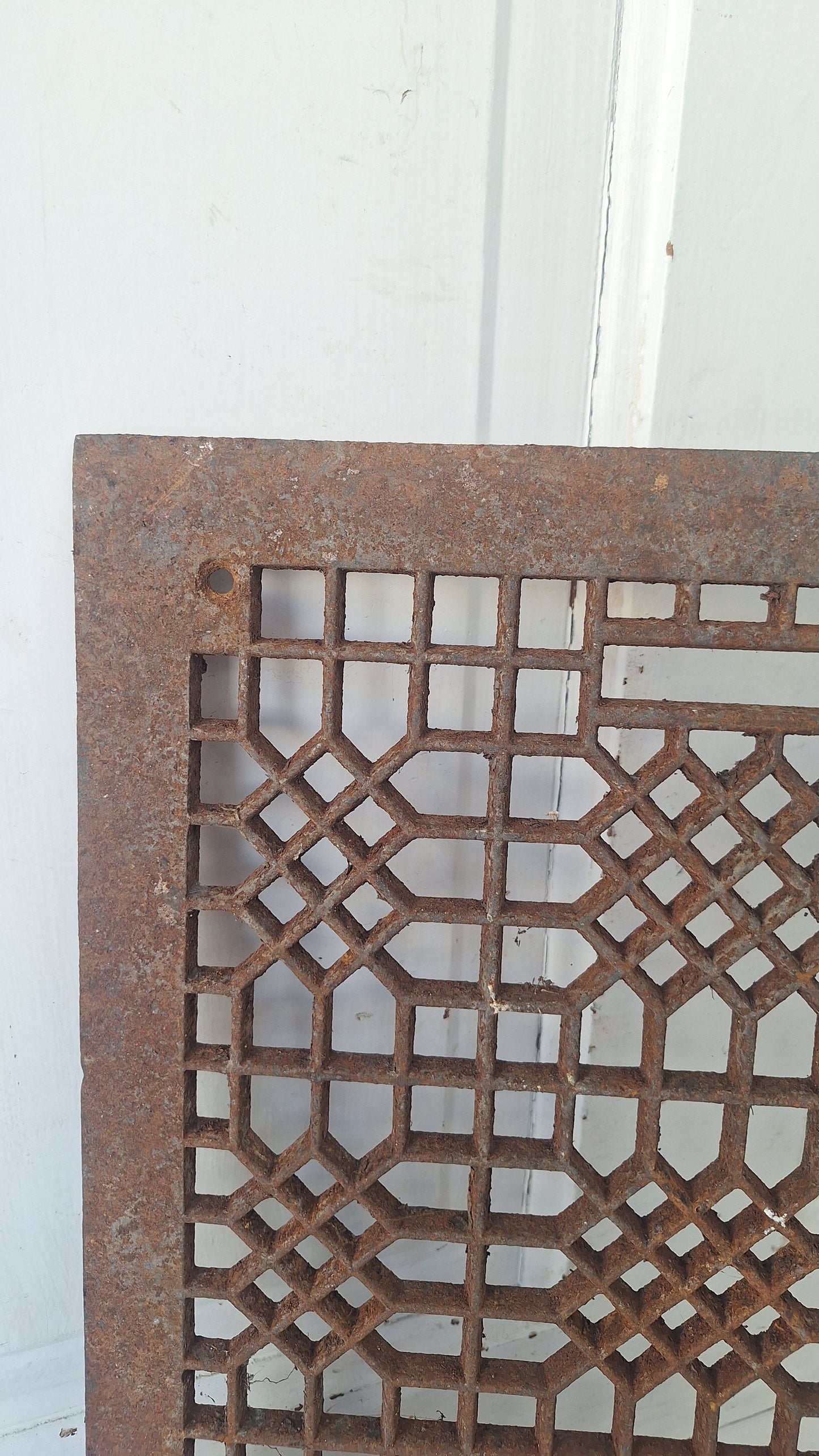 12 x 16 Lattice Antique Vent Cover, Vintage Iron Register Grate
