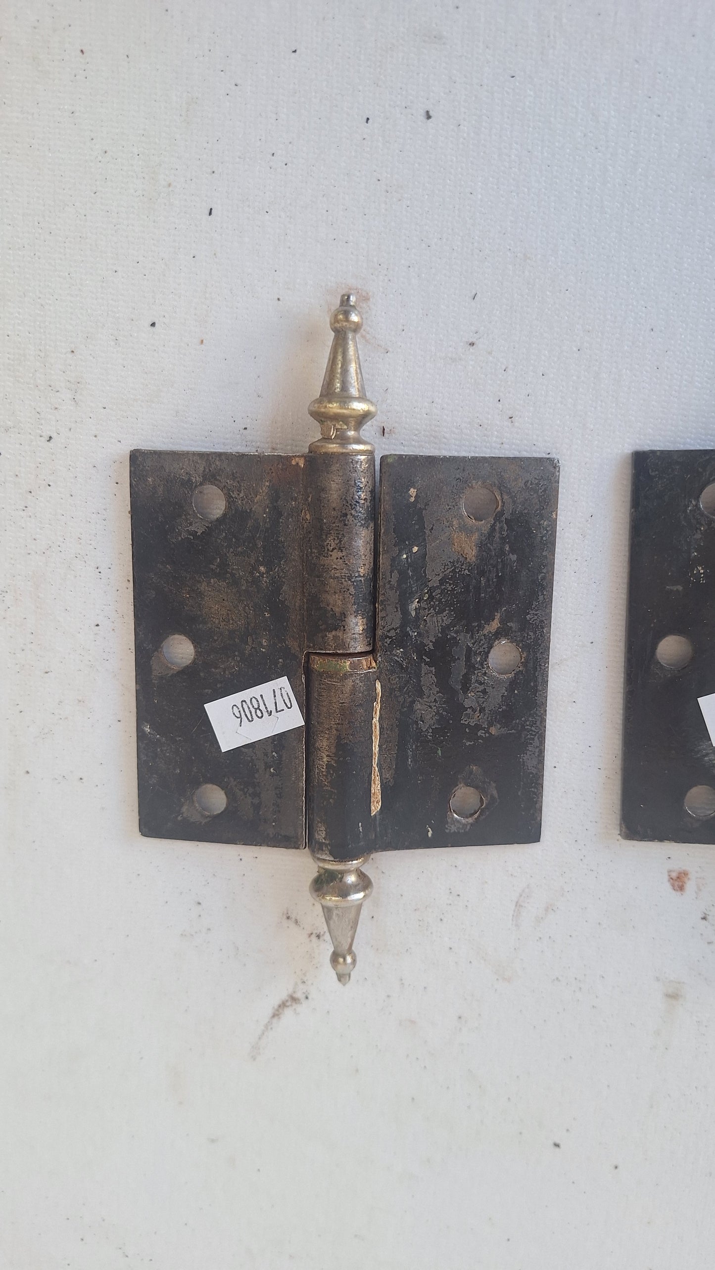 3 1/2" Pair of Steeple Tip Antique Hinges, Vintage Large Door Hinges
