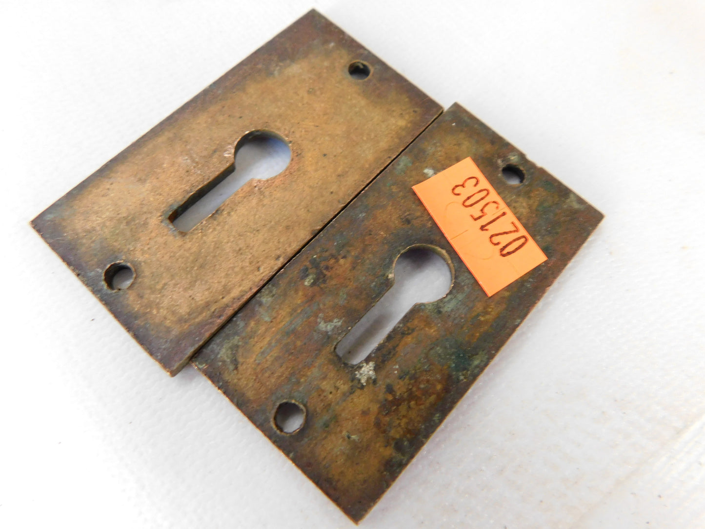 Two Ornate Design Escutcheons, Cushion Design, Antique Key Hole Covers 021503