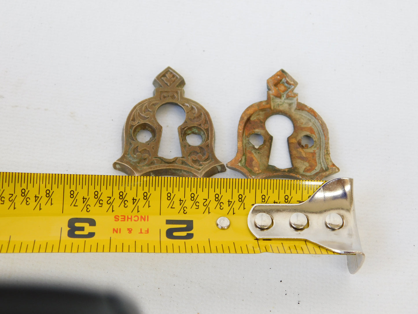 Pair of Ornate Bronze Eastlake Key Hole Plate, Brass Decorative Keyhole Covers