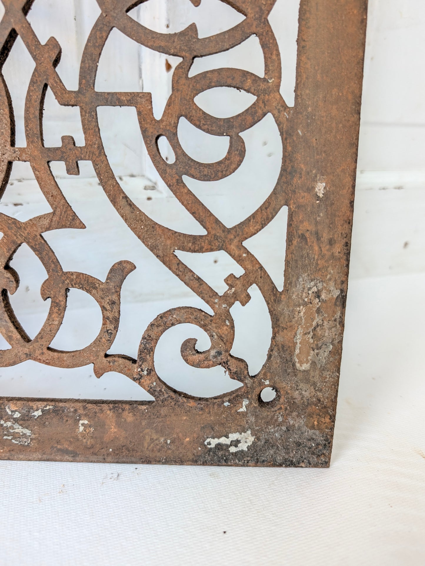 10 x 14" Fancy Pattern Antique Vent Cover, Cast Iron Ornate Heat Grate