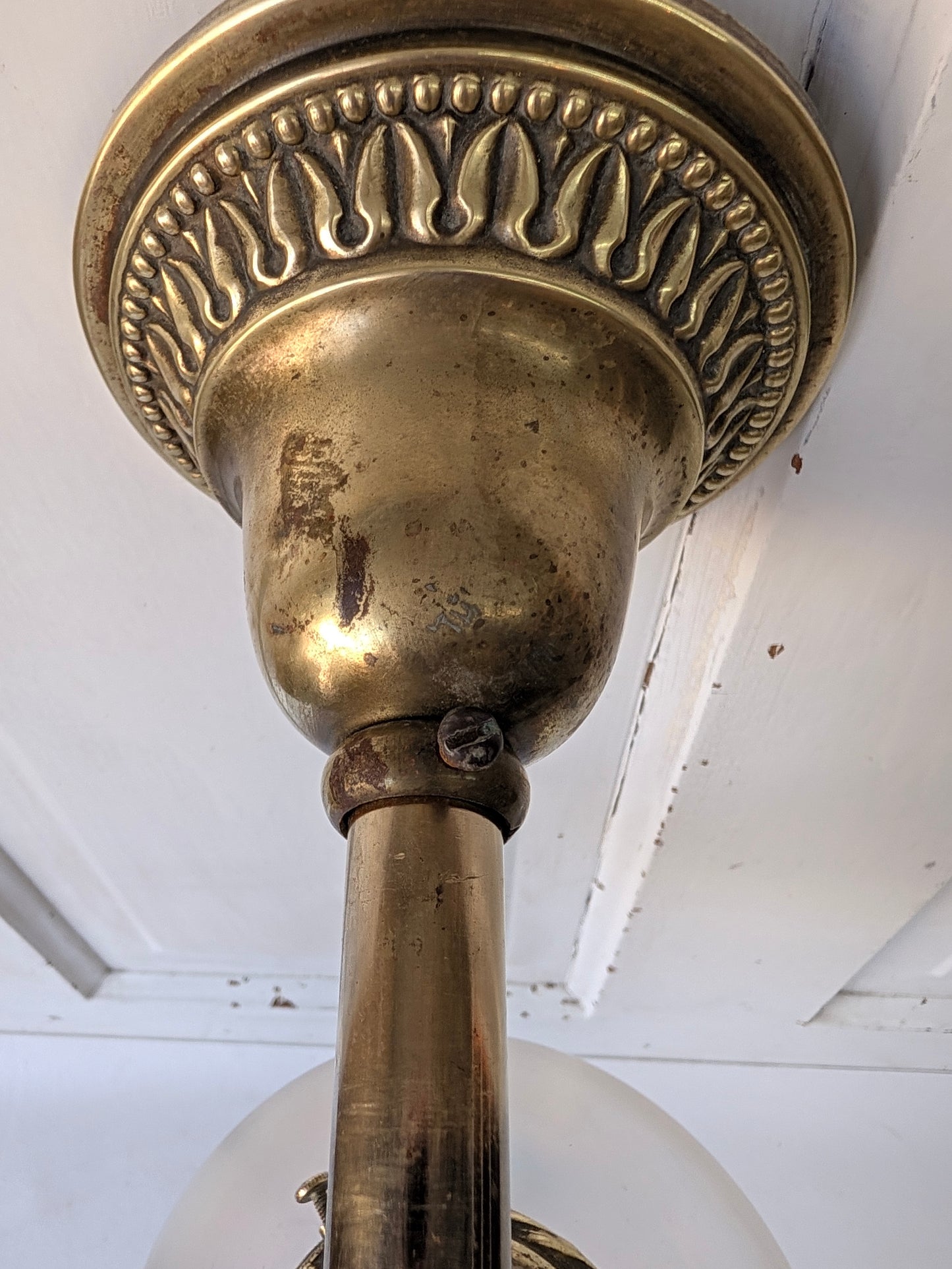 Antique Brass Sconce with Glass Shade, Wall Light and Irridescent Shade