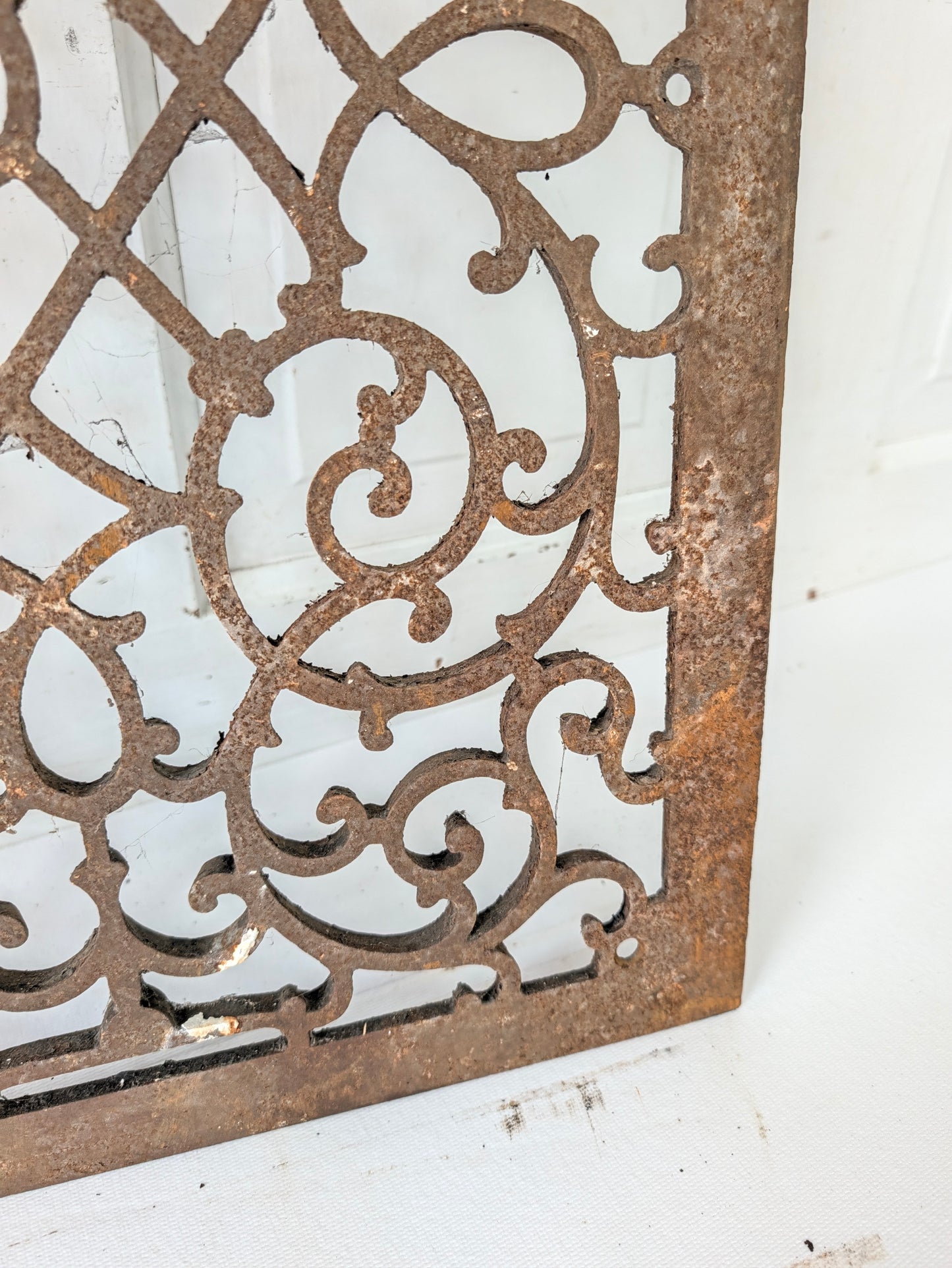 14 x 21 Antique Large Cast Iron Vent Cover with Ornate Design