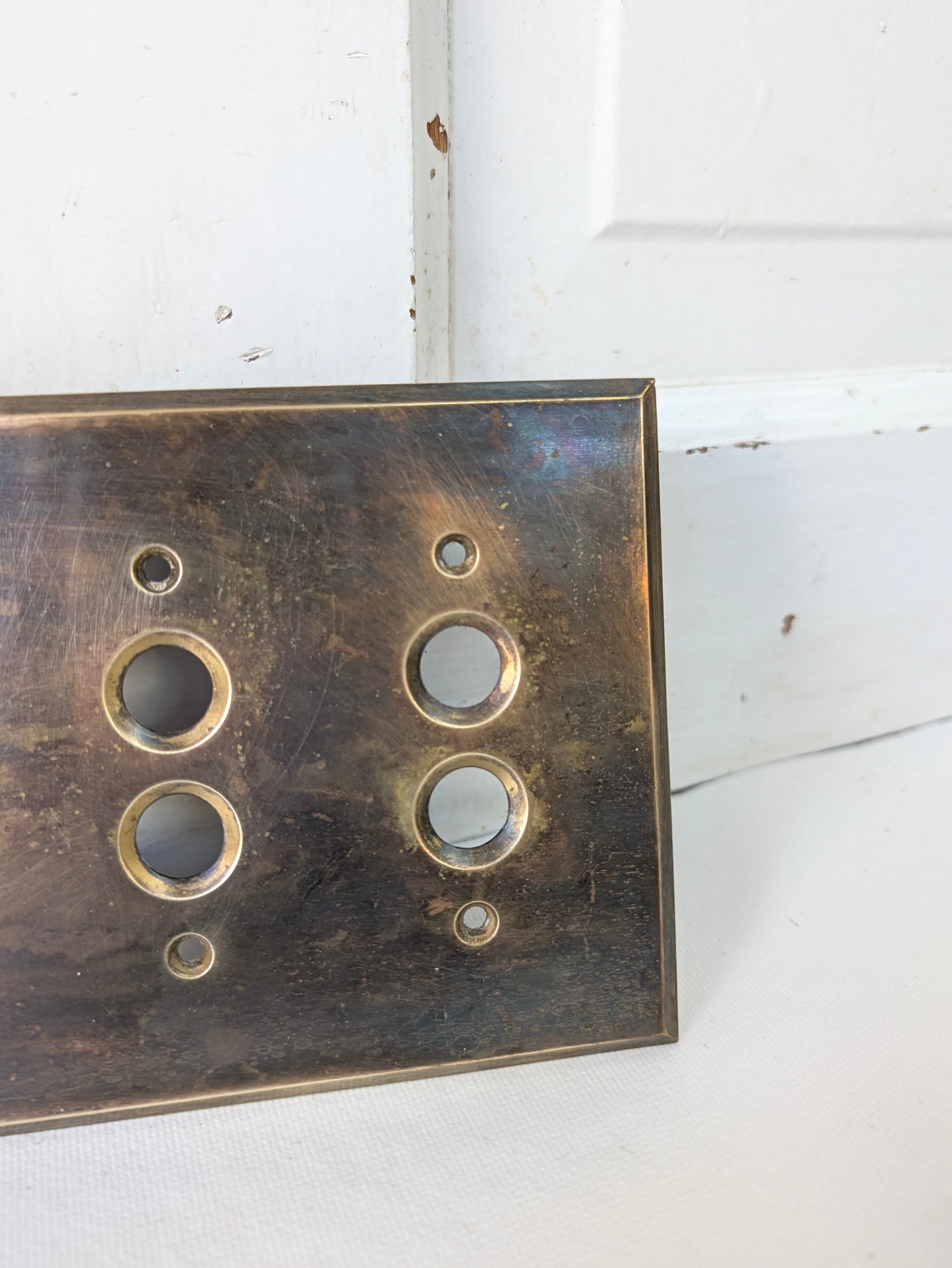 Triple Push Button Switch Plate, Brass Light Switchplate