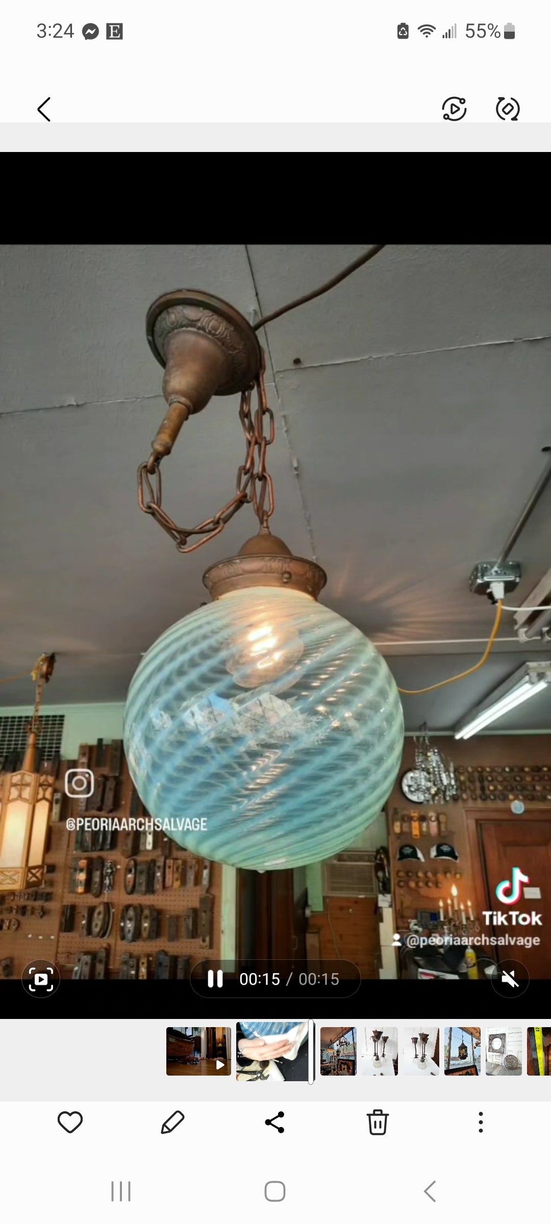 Blown Glass Opal Glass Globe Pendant Light, Vintage Uranium or Vaseline Glass Light