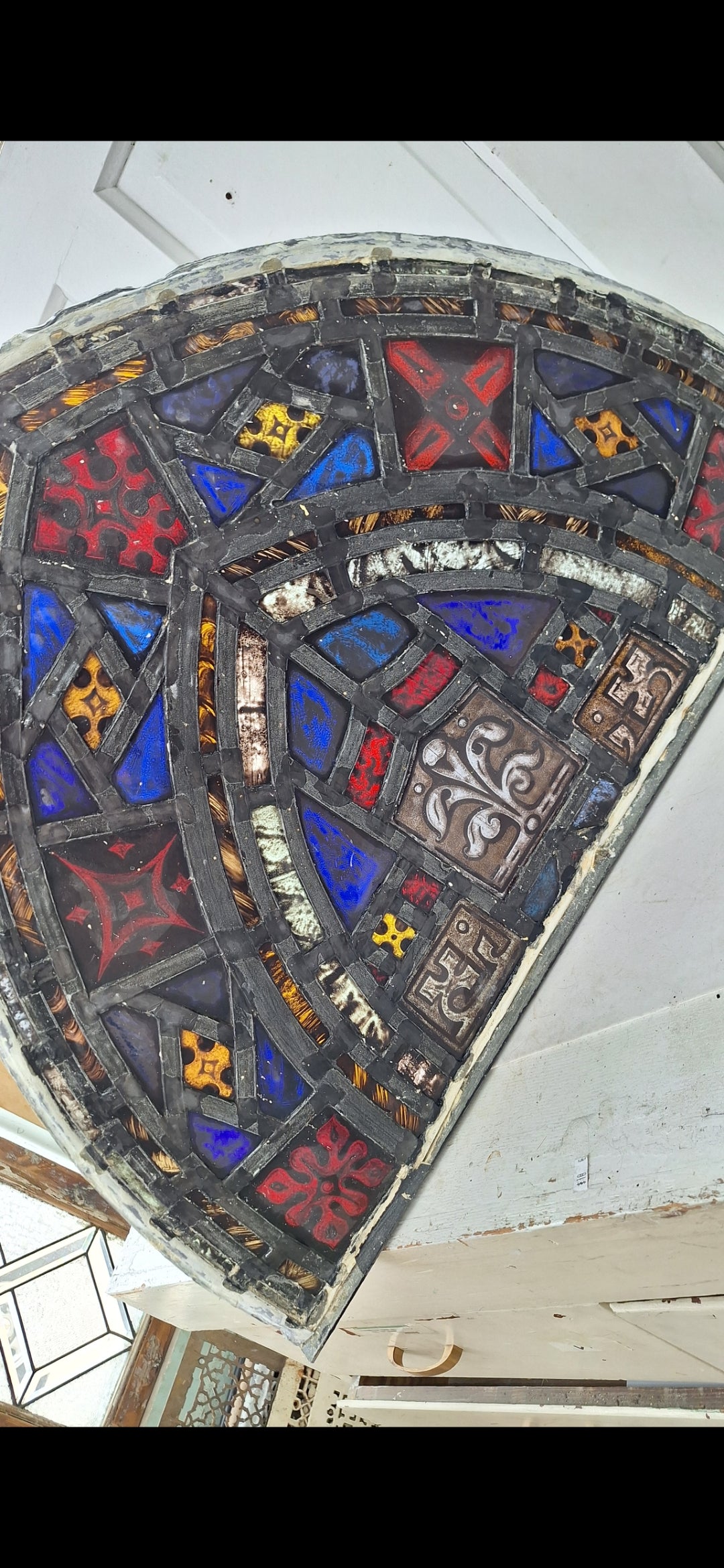 Gothic Arch Antique Stained Glass, Vintage Church Windows