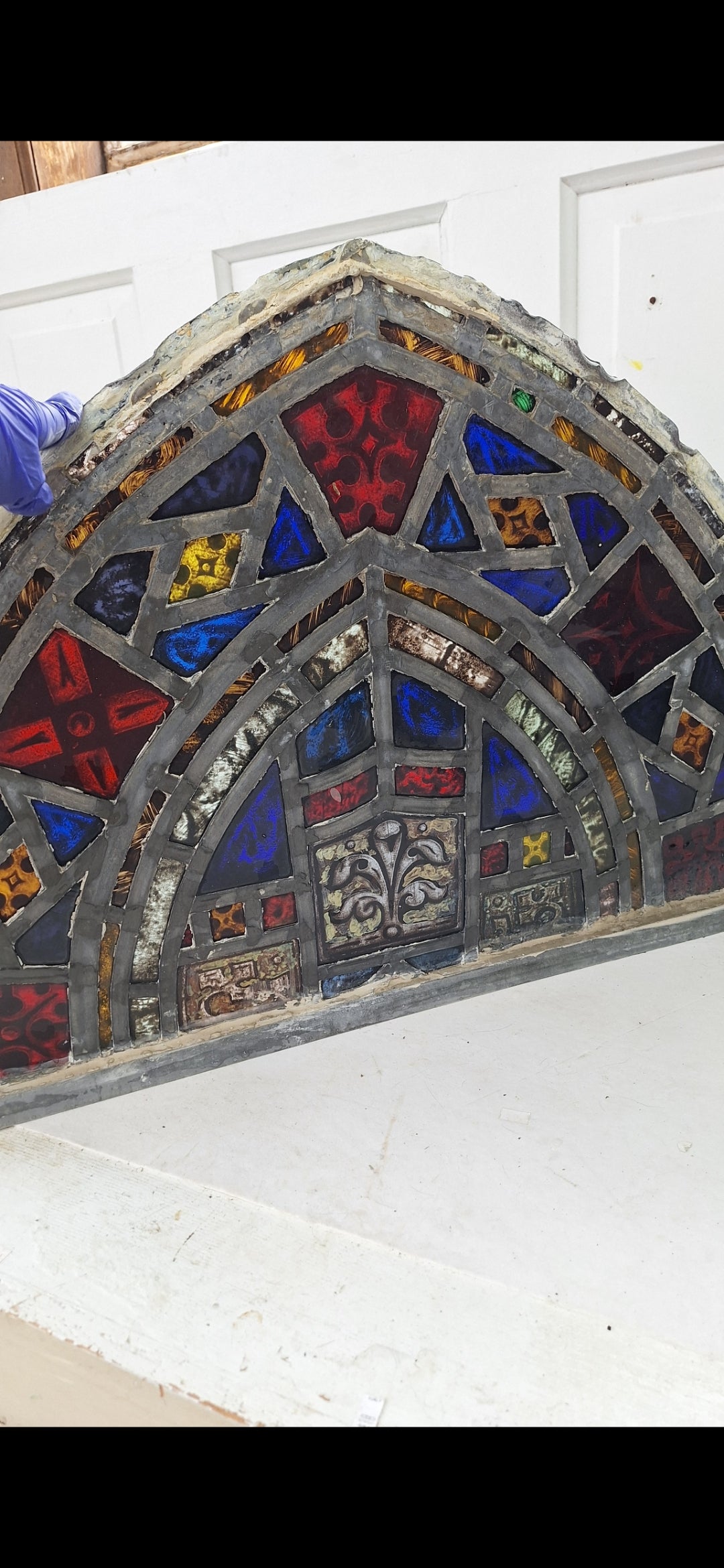 Gothic Arch Antique Stained Glass, Vintage Church Windows