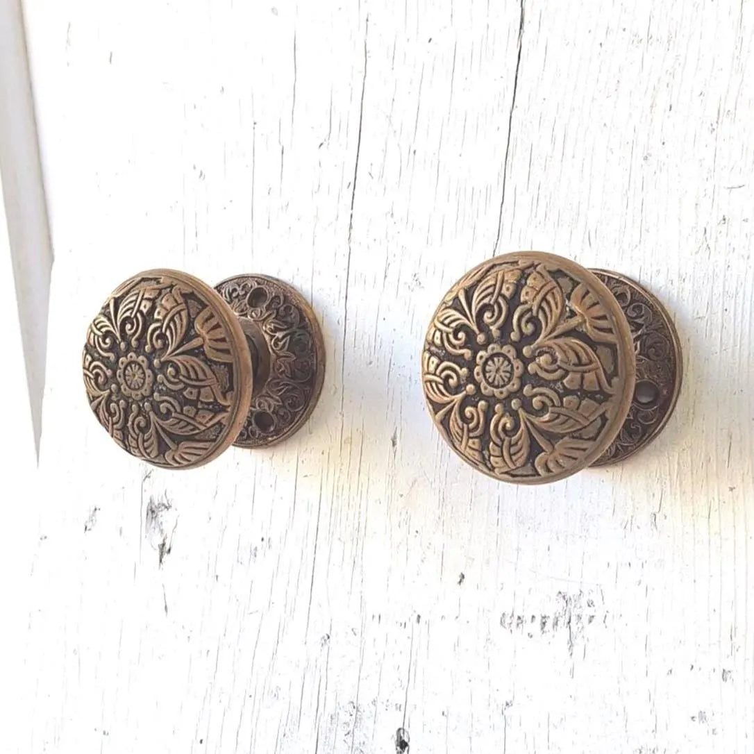 Antique Butterfly Doorknobs and Rosettes by Branford Hardware 1880, Victorian Butterfly Door Knobs 040801