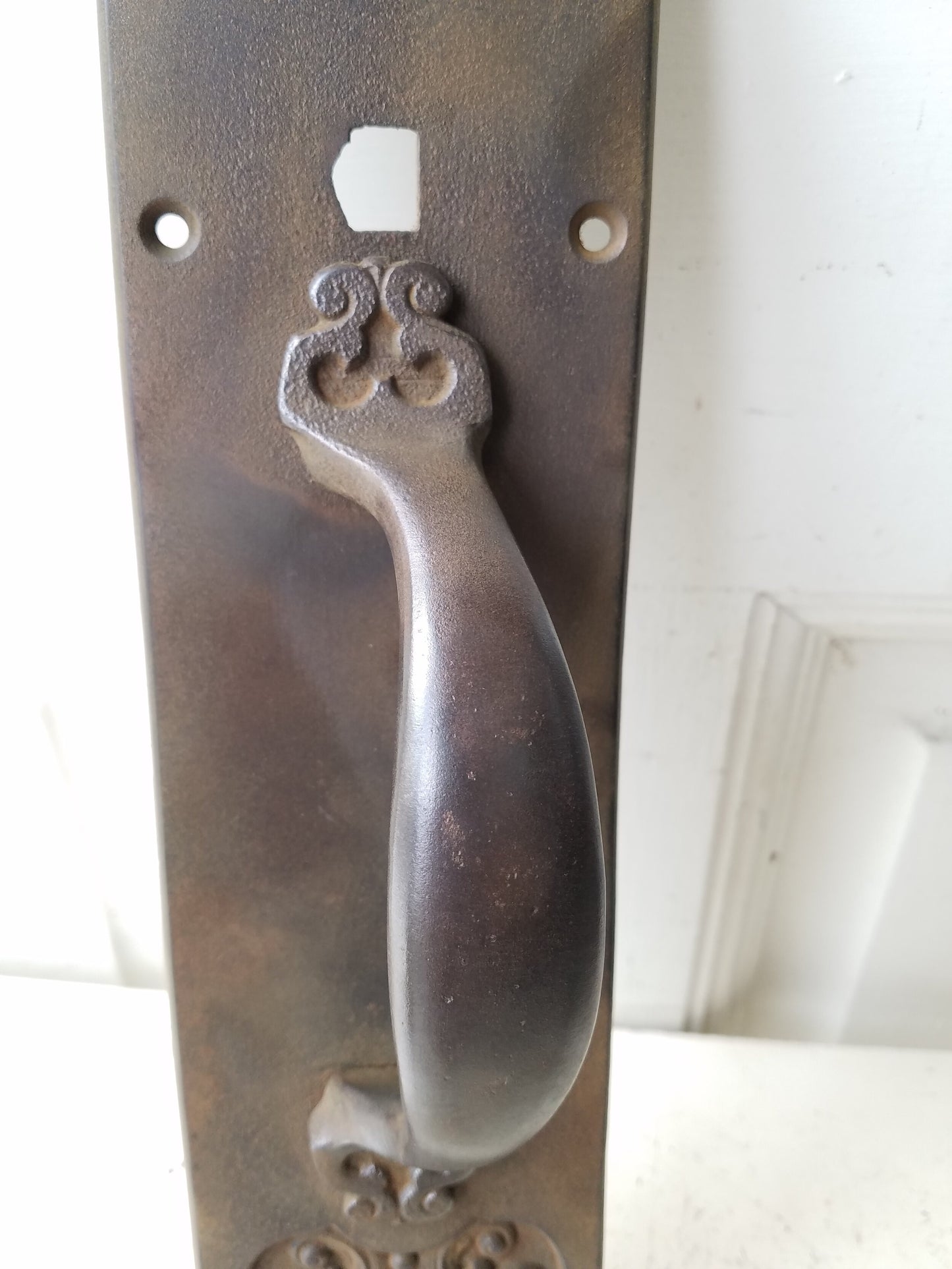 Large Ornate Door Handle, Antique Iron Large Commercial Door Pull, Ships Free