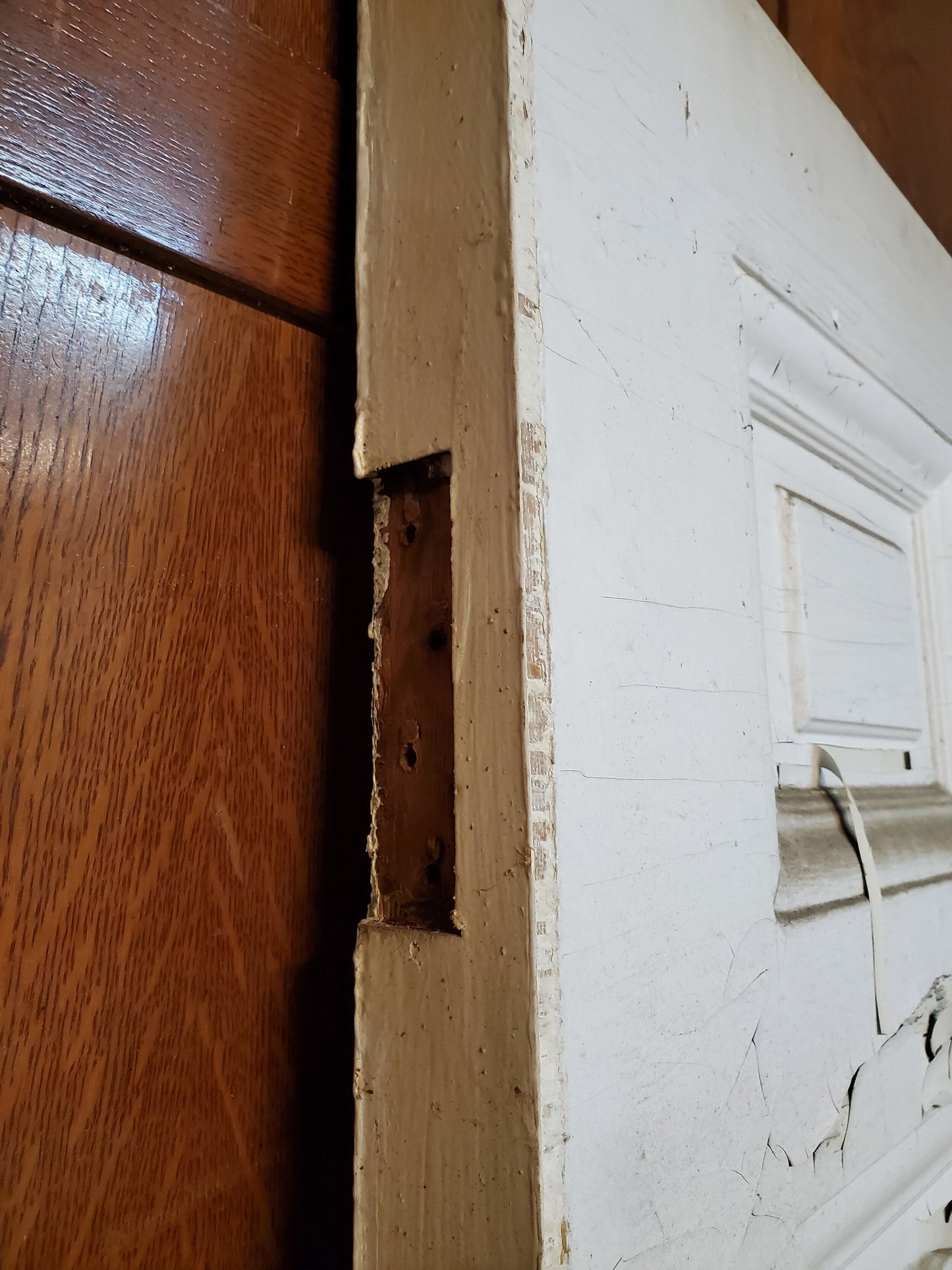 36" Antique Interior Door, White Raised Panel Solid Wood Door