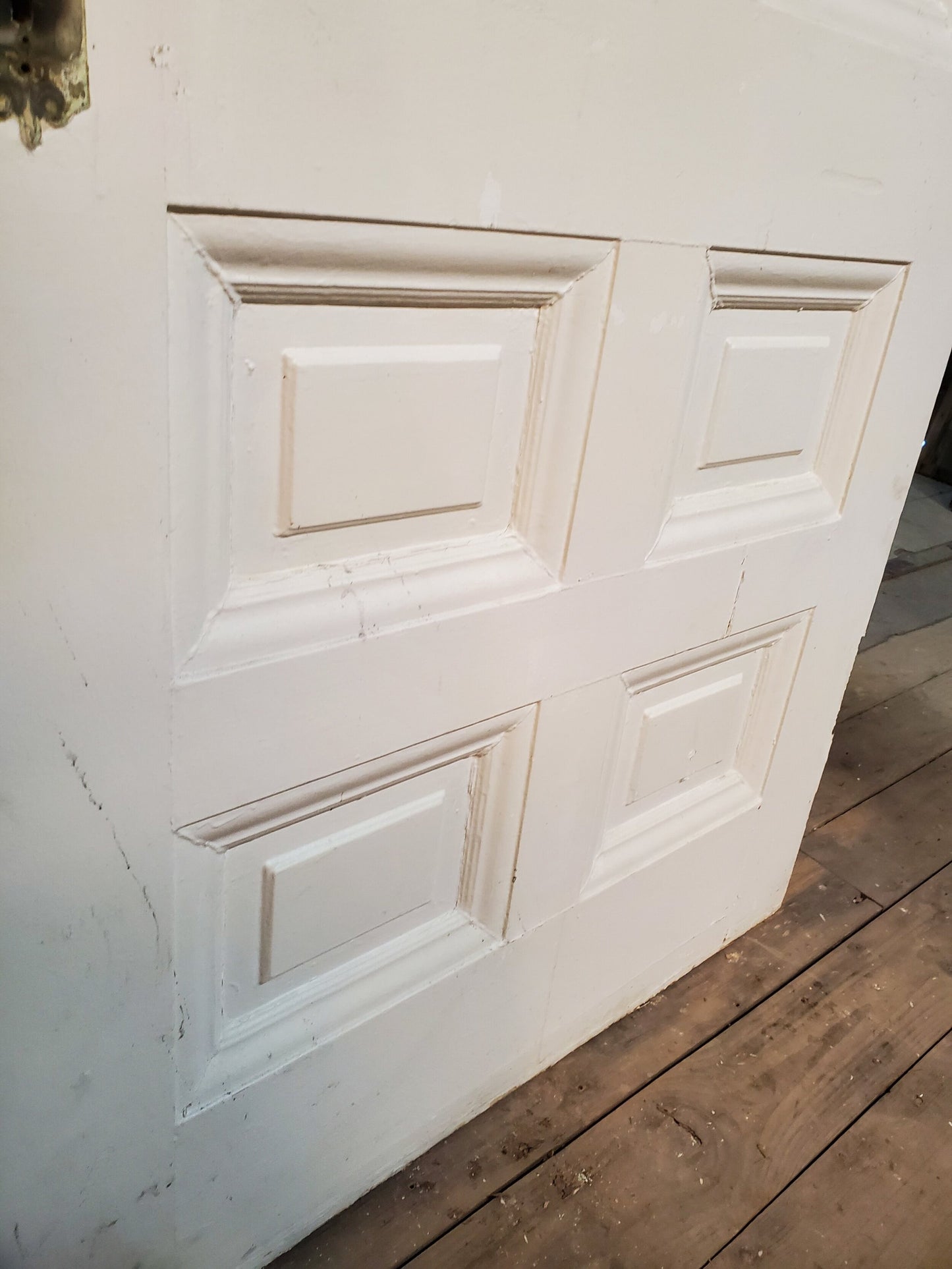36" Antique Interior Door, White Raised Panel Solid Wood Door