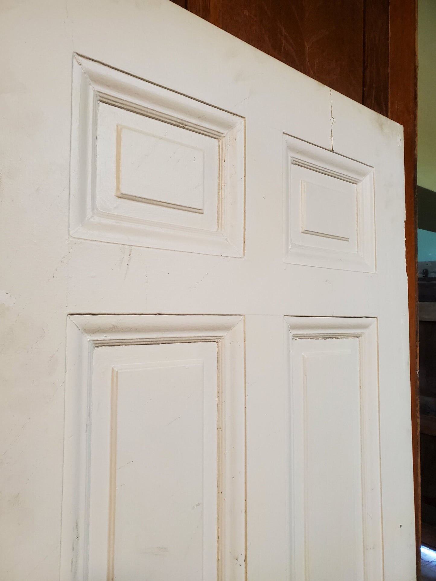 36" Antique Interior Door, White Raised Panel Solid Wood Door