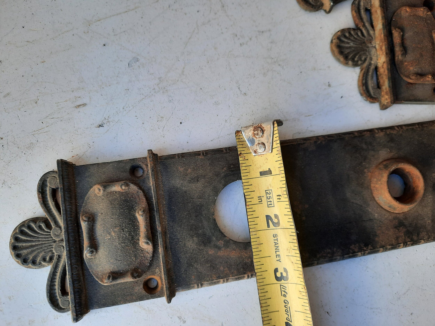 Cast Iron Entry Door Backplate, Cylinder Lock Escutcheon Plate, Ships Free