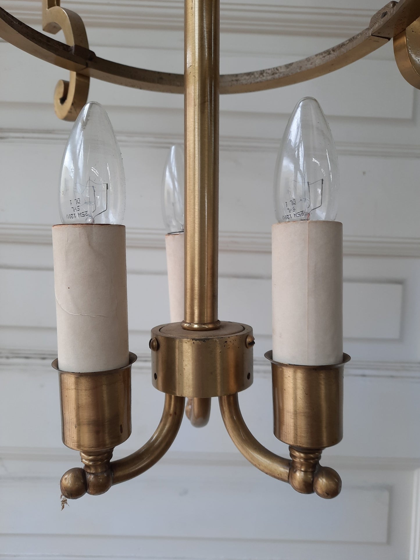 Solid Brass Mid Century Chandelier, Ships Free