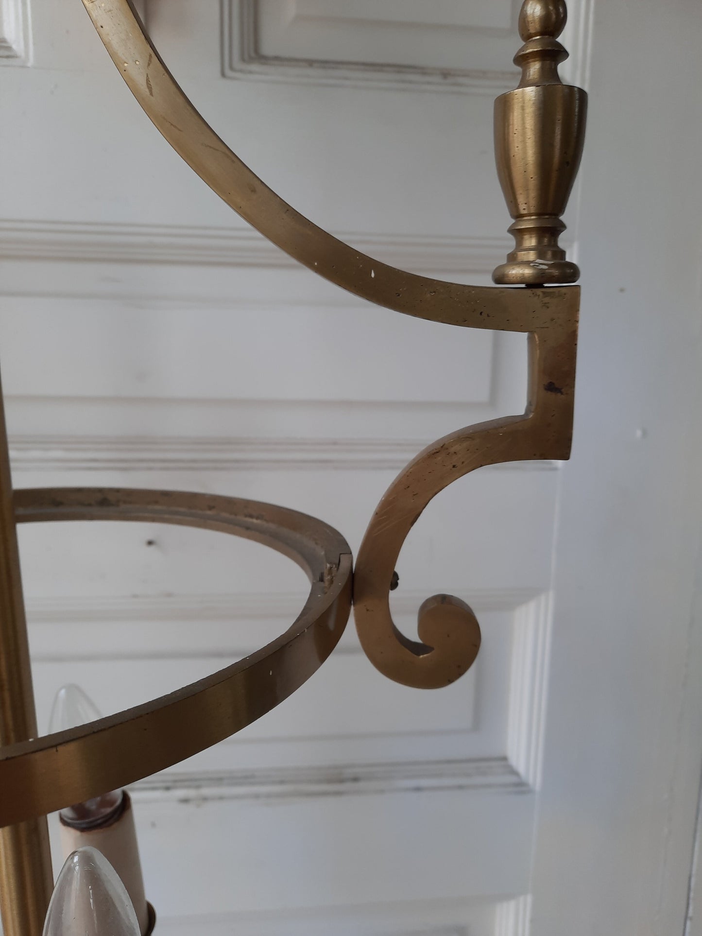 Solid Brass Mid Century Chandelier, MCM Brass Church Light