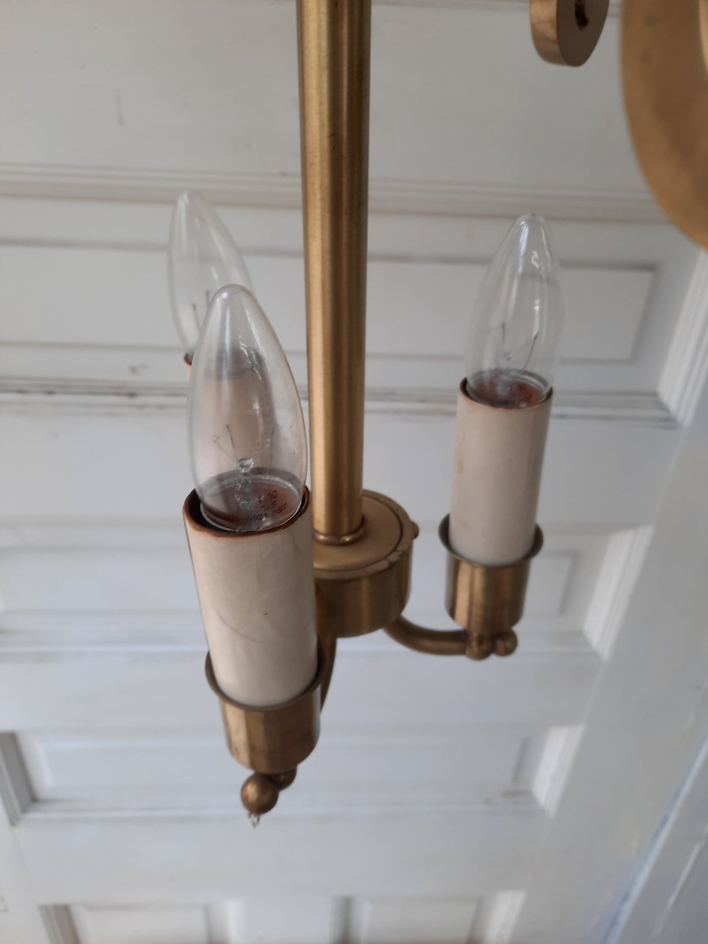 Solid Brass Mid Century Chandelier, MCM Brass Church Light
