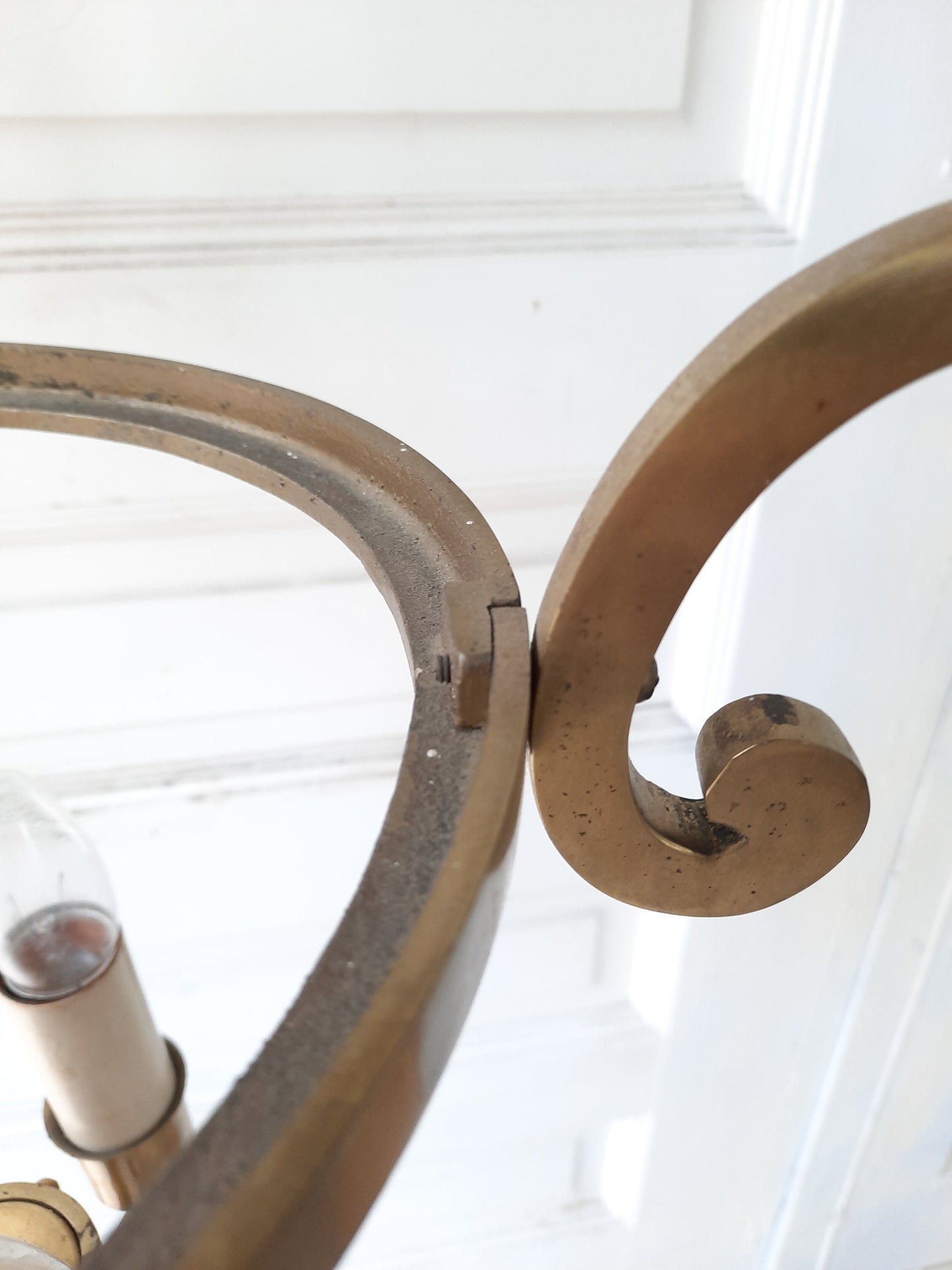 Solid Brass Mid Century Chandelier, MCM Brass Church Light