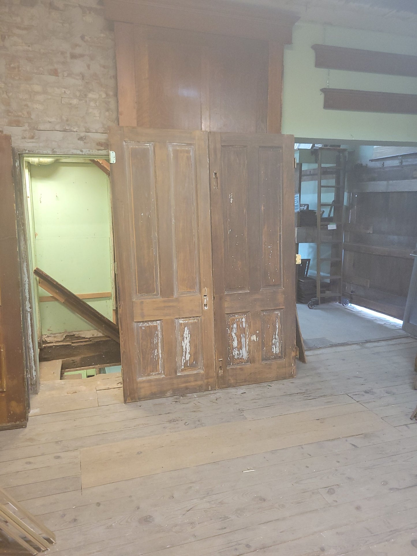 Distressed Paint Antique Double Door Set, Ships Free