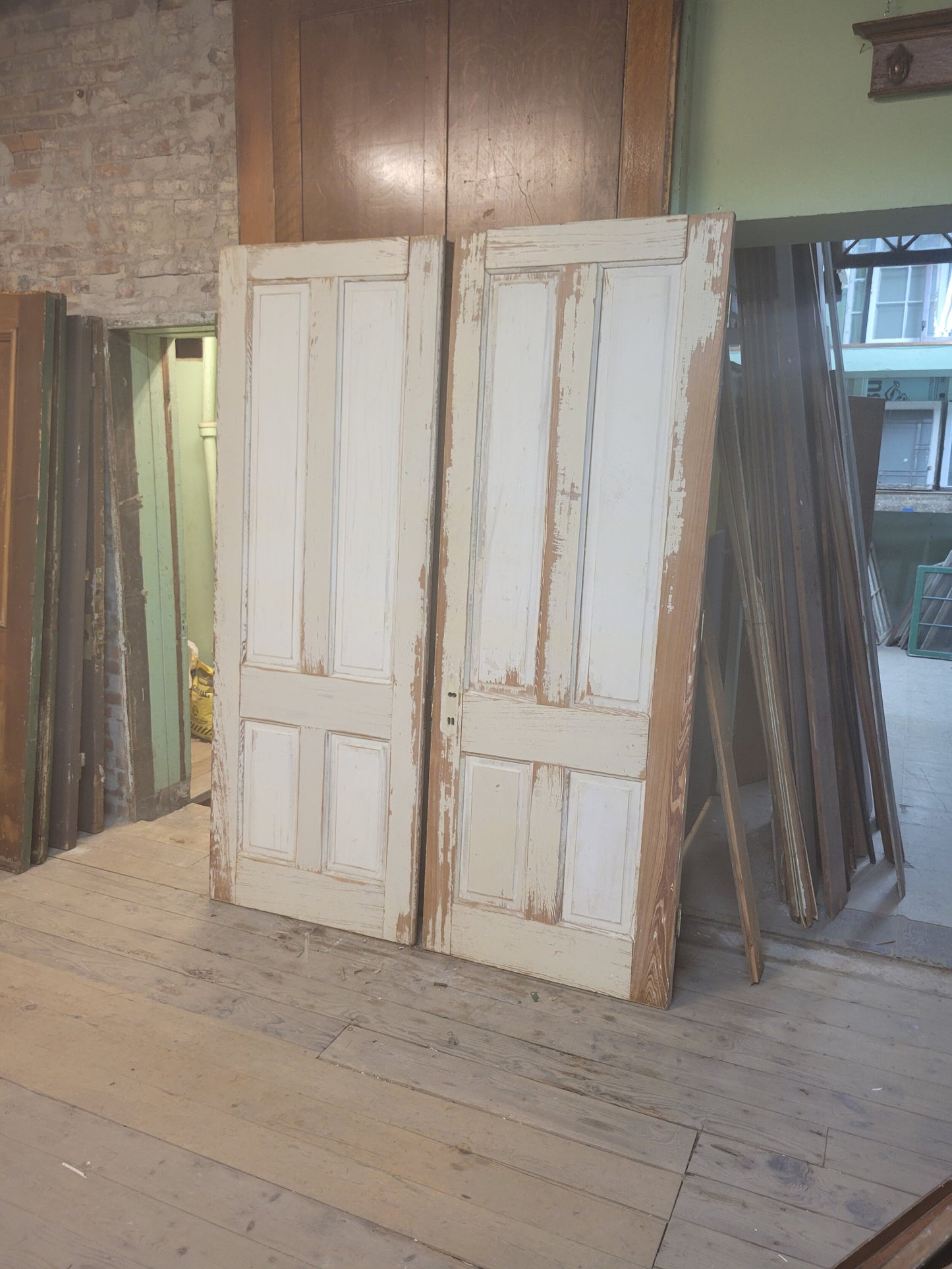 Distressed Paint Antique Double Door Set, Ships Free