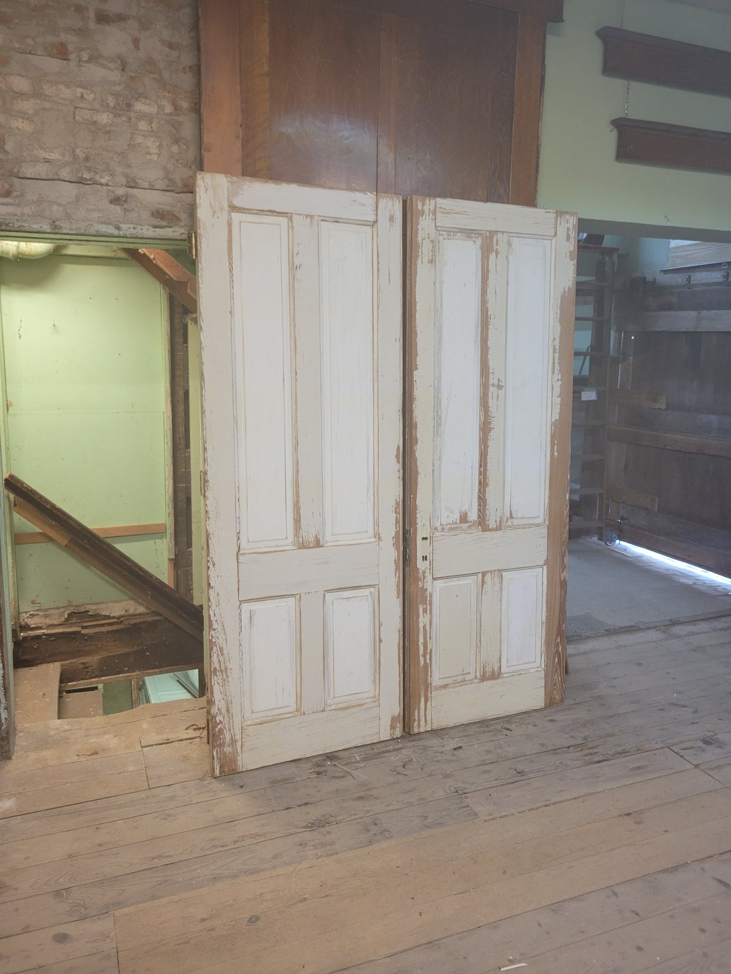 Distressed Paint Antique Double Door Set, Ships Free