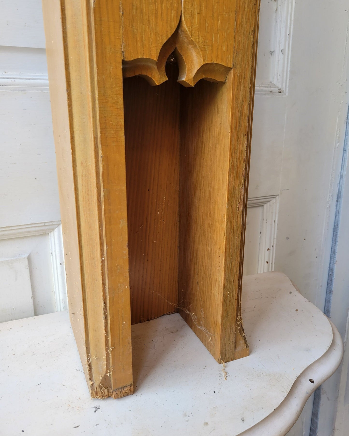 High Altar Catholic Church Wood Work, Carved Altarpiece, Antique Newel Post