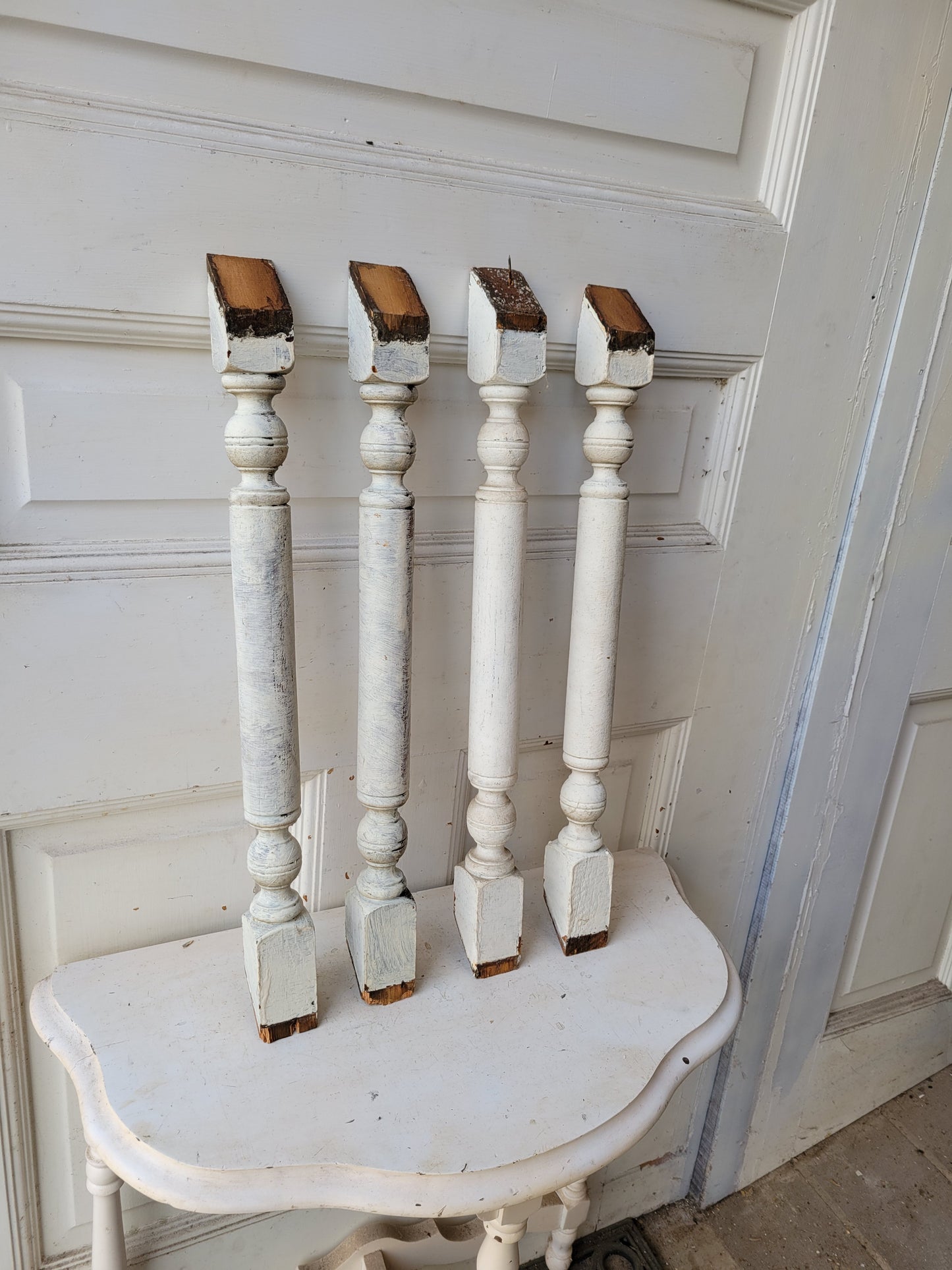 Set of Four Antique Staircase Spindles or Balusters, Staircase Railing Spindles