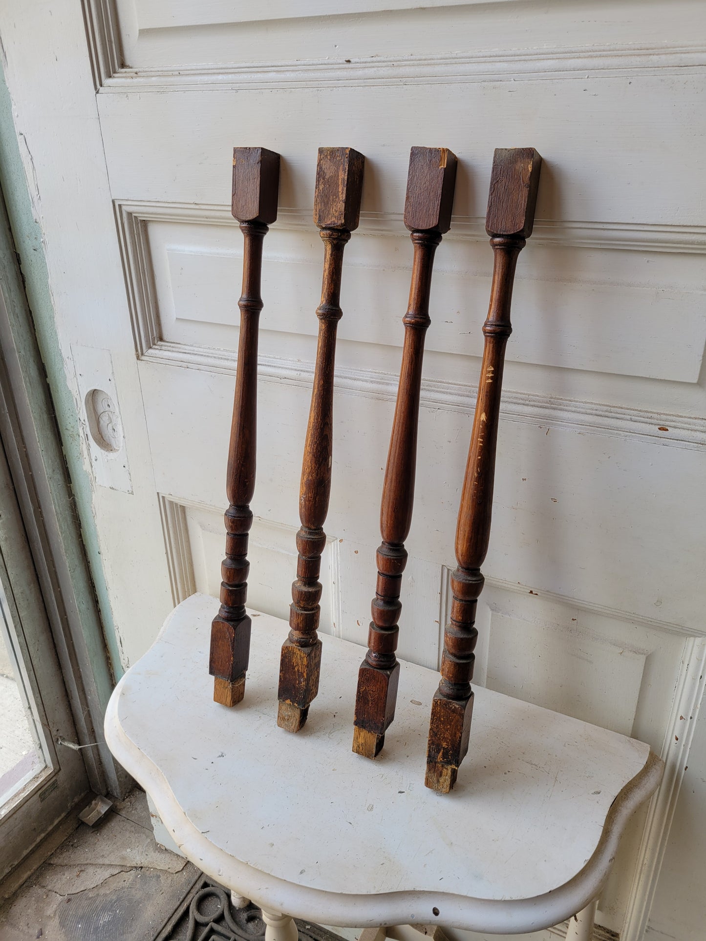 Eleven Antique Turned Wood Spindles, 11 Victorian Staircase Spindles