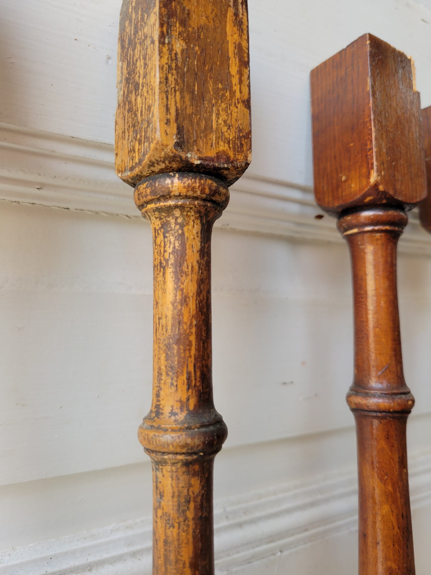 Eleven Antique Turned Wood Spindles, 11 Victorian Staircase Spindles