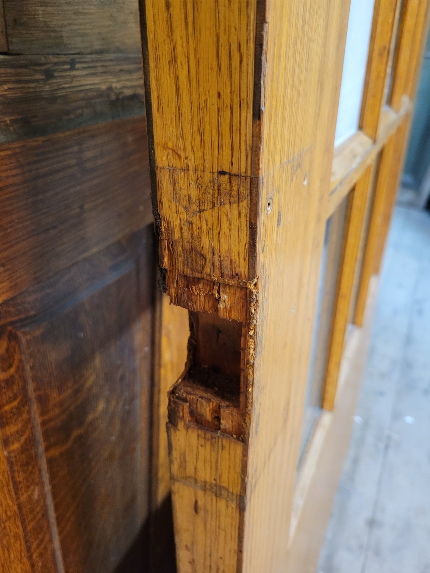 36" Vintage Wood Door with Glass, Vintage Glass and Wood Door, #3