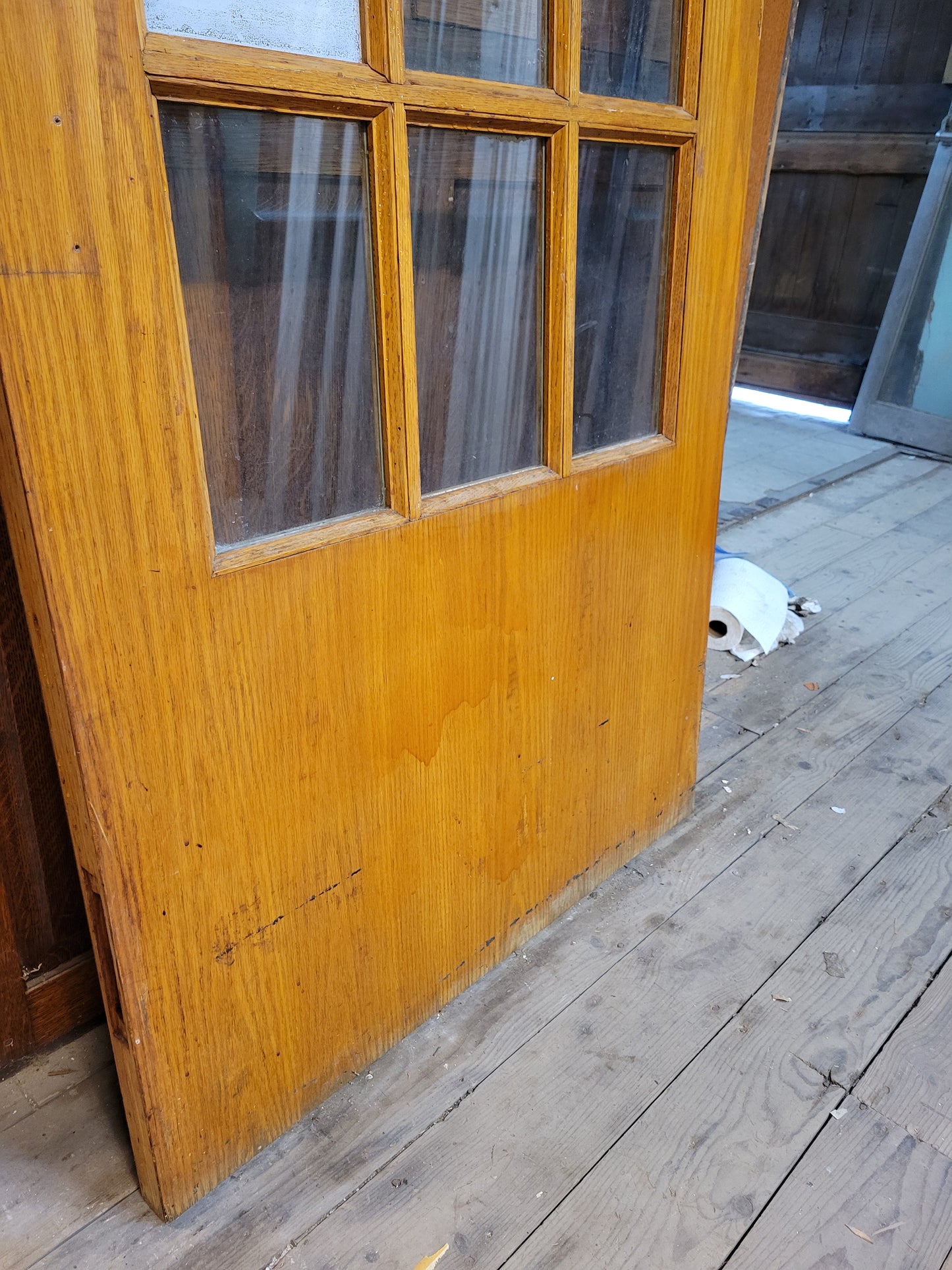 36" Vintage Wood Door with Glass, Vintage Glass and Wood Door, #3