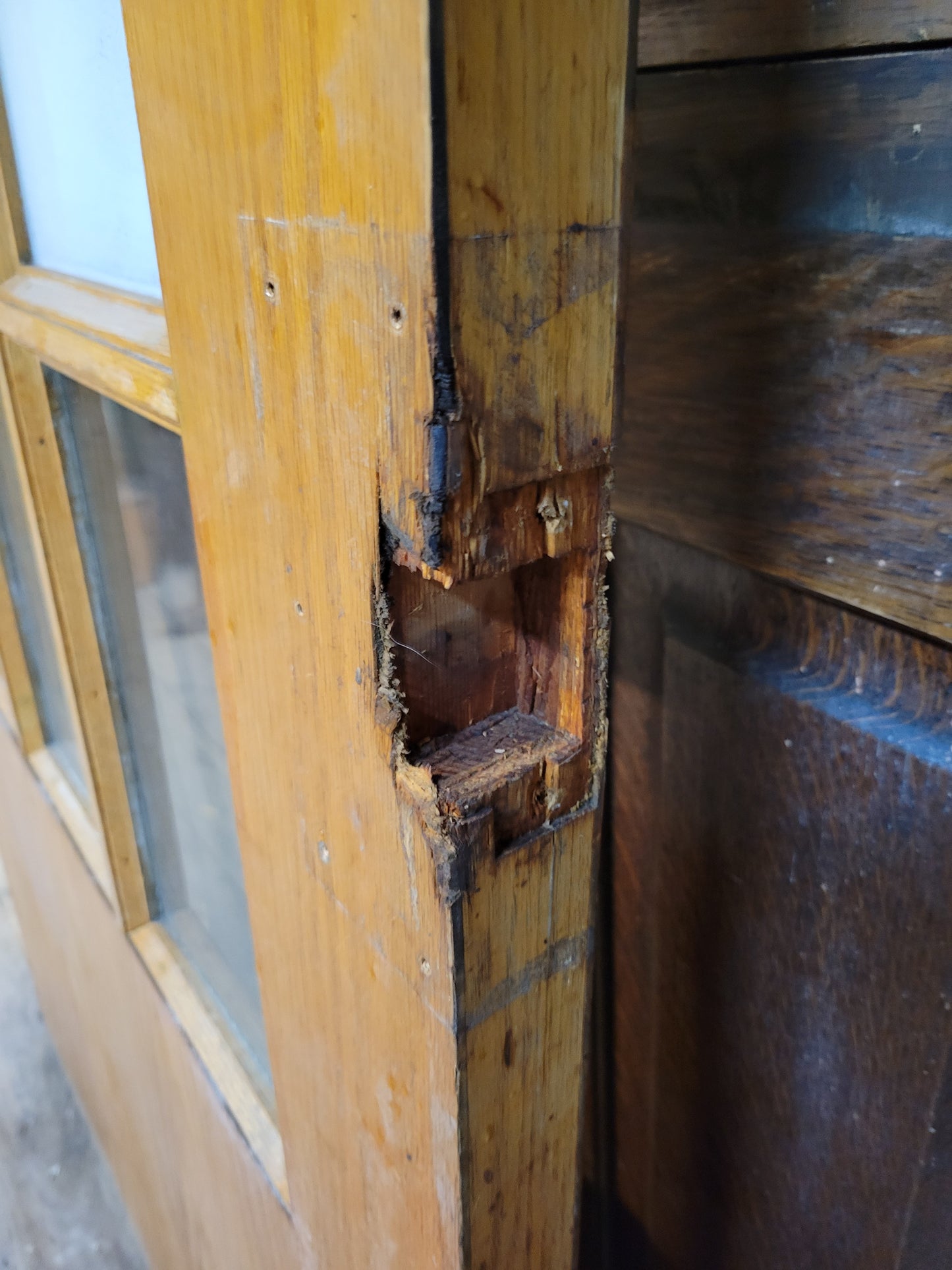 36" Vintage Wood Door with Glass, Vintage Glass and Wood Door, #3