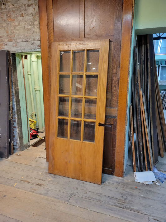 Vintage 36" Wide Classroom Door, Oak and Glass Large Door #4