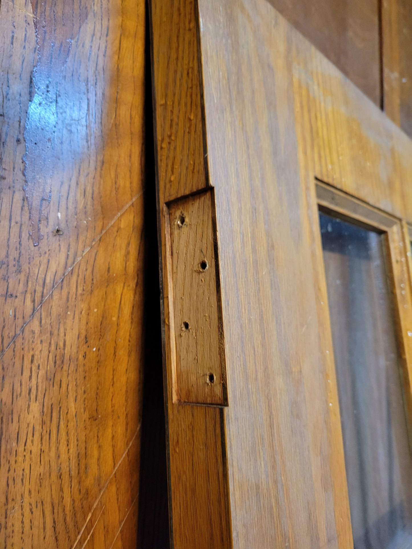 Vintage 36" Wide Classroom Door, Oak and Glass Large Door #4