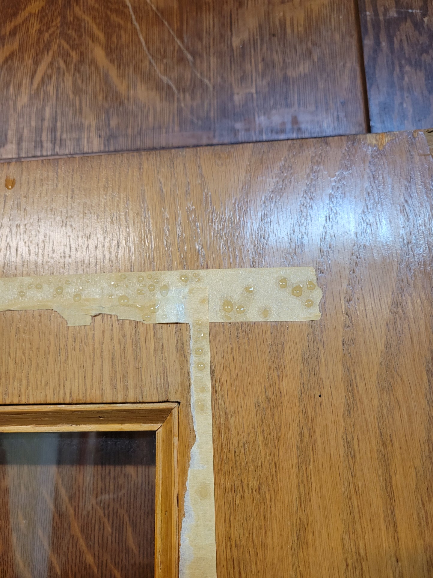 36" Wide Oak Veneer Door with Glass, Vintage Glass and Wood Door #2