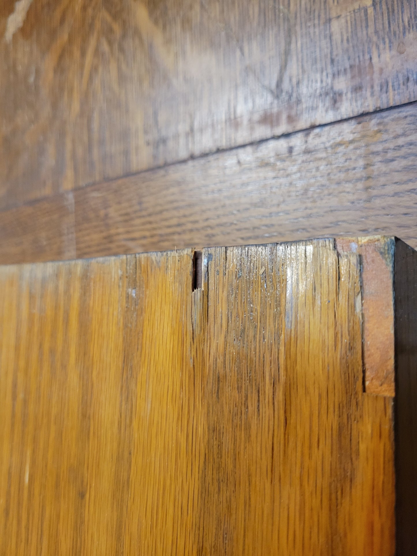 36" Wide Oak Veneer Door with Glass, Vintage Glass and Wood Door