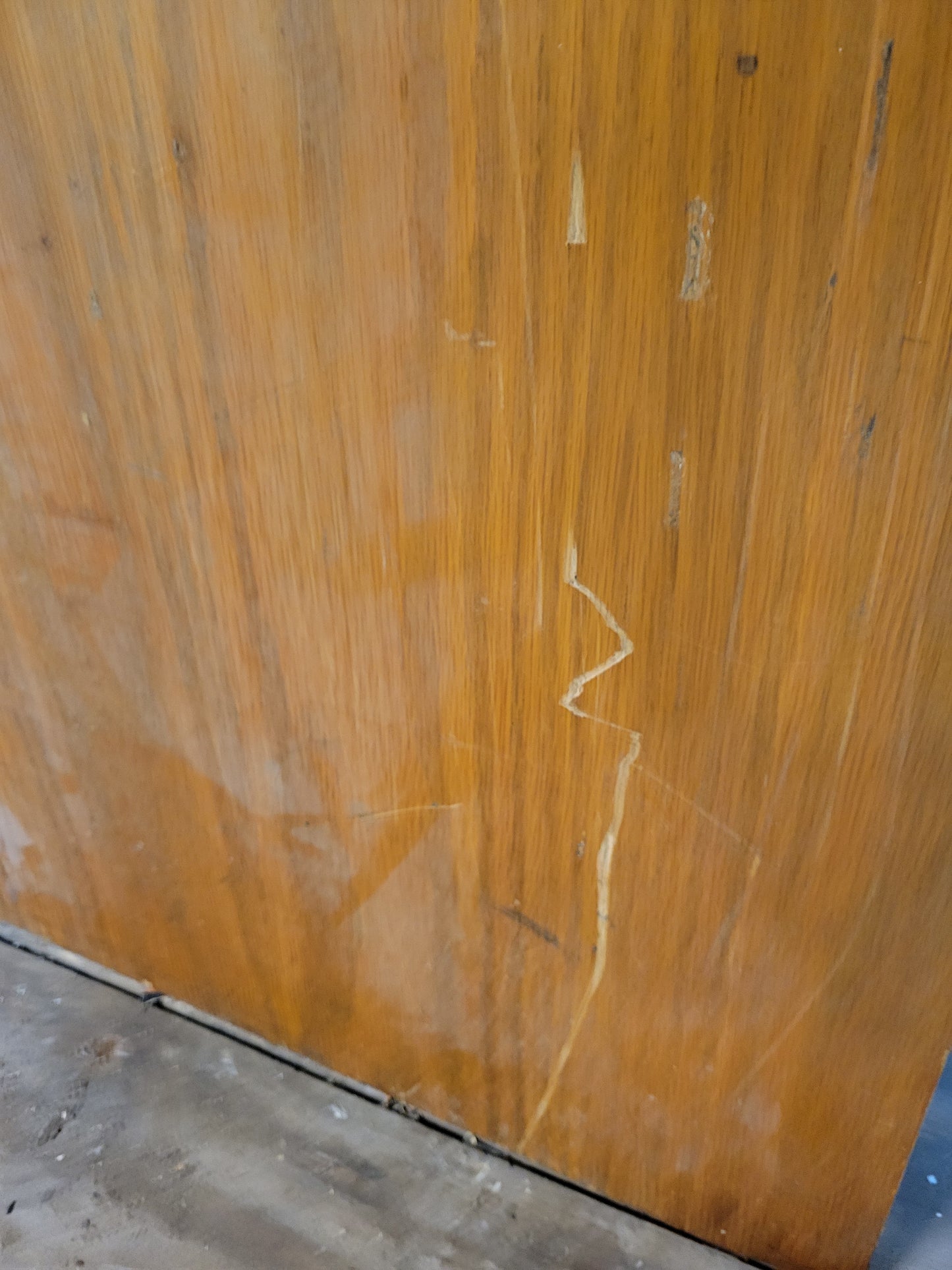 36" Wide Oak Veneer Door with Glass, Vintage Glass and Wood Door