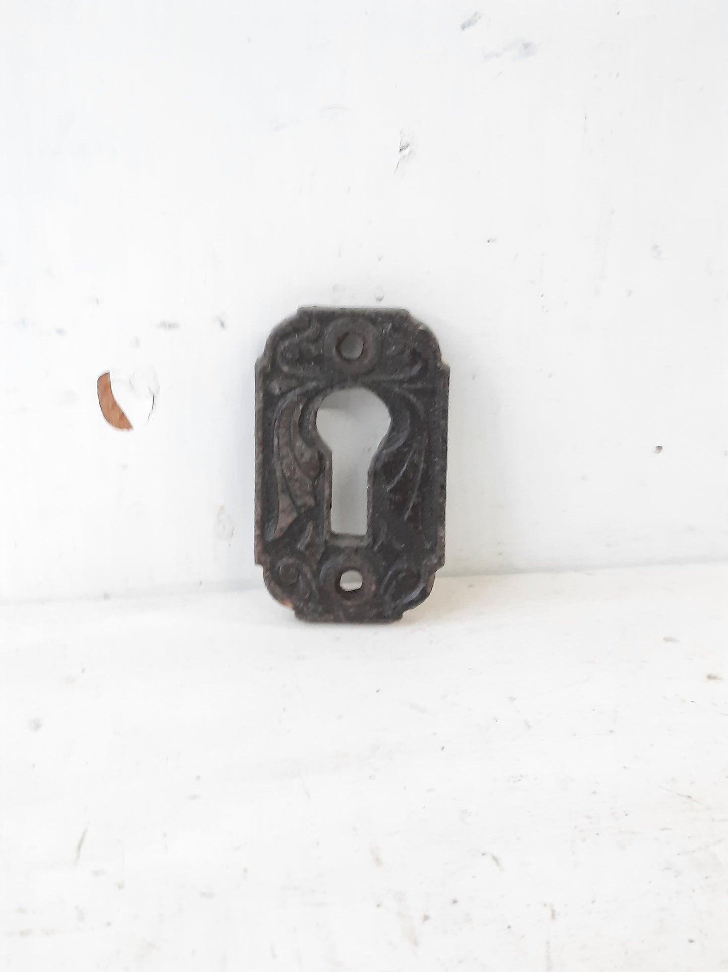 Antique Hemacite Keyhole Cover, Victorian Composite Key Hole Escutcheon