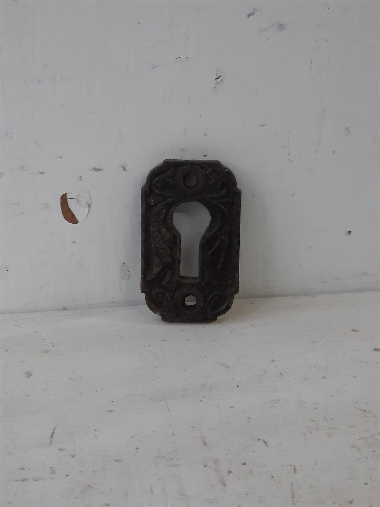 Antique Hemacite Keyhole Cover, Victorian Composite Key Hole Escutcheon